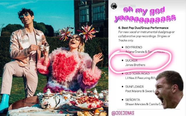 Sophie Turner cheered for the Jonas Brothers on Instagram.