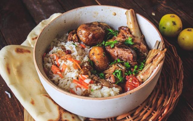 Filmmaker Himayath and his wife Azra Khan host meals that are a marriage of Pakistani and Afghani cuisine. They usually start with this mildly spiced dum Afghan mutton and sweet Kabuli pilaf. Filmmaker Himayath and his wife Azra Khan host meals that are a marriage of Pakistani and Afghani cuisine. They usually start with this mildly spiced dum Afghan mutton and sweet Kabuli pilaf.