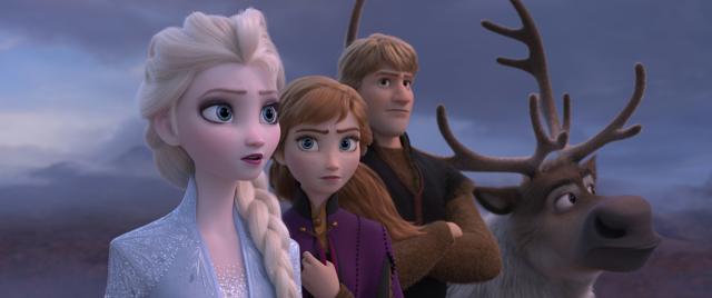 Idina Menzel, from left, Anna, voiced by Kristen Bell, Kristoff, voiced by Jonathan Groff and Sven in a scene from Frozen 2. (AP) Idina Menzel, from left, Anna, voiced by Kristen Bell, Kristoff, voiced by Jonathan Groff and Sven in a scene from Frozen 2. (AP)
