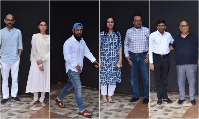 Bollywood celebrities arrive at Shaukat Kaifi’s prayer meet. (Varinder Chawla) Bollywood celebrities arrive at Shaukat Kaifi’s prayer meet. (Varinder Chawla)