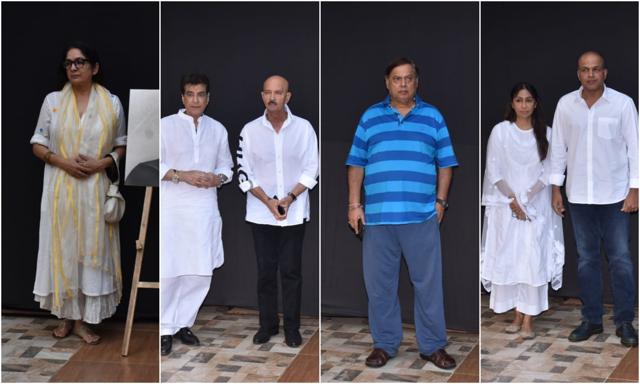 Bollywood celebrities arrive at Shaukat Kaifi’s prayer meet. (Varinder Chawla) Bollywood celebrities arrive at Shaukat Kaifi’s prayer meet. (Varinder Chawla)