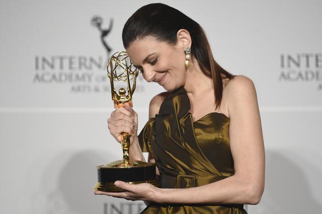 Hungarian actress Marina Gera poses with the award for best performance by an actress during the 47th International Emmy Awards gala at the Hilton New York. (Evan Agostini/Invision/AP) Hungarian actress Marina Gera poses with the award for best performance by an actress during the 47th International Emmy Awards gala at the Hilton New York. (Evan Agostini/Invision/AP)