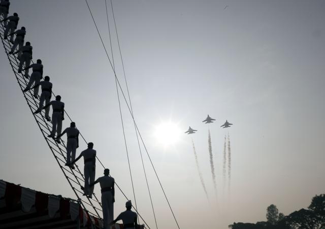 Cadets during the passing our parade of 137th course of National Defence Academy (NDA), on Saturday. (Raut/HT PHOTO) Cadets during the passing our parade of 137th course of National Defence Academy (NDA), on Saturday. (Raut/HT PHOTO)