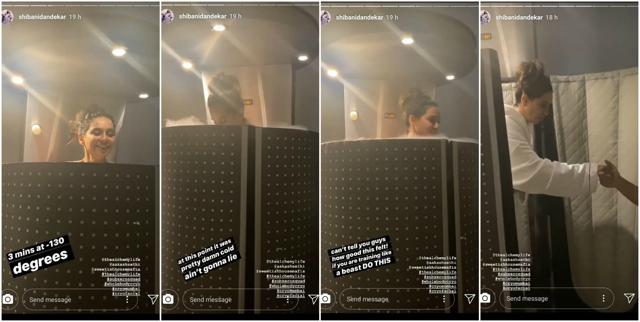 Shibani Dandekar took her Instagram followers through her cryotherapy session.