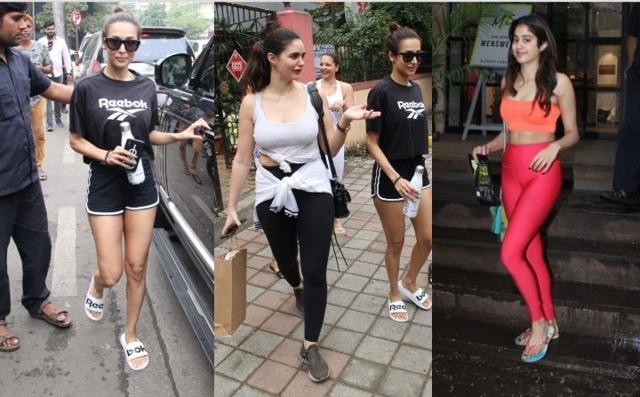 Malaika Arora, Gabriella Demetriades and Janhvi Kapoor spotted post their respective workout sessions. (Varinder Chawla)