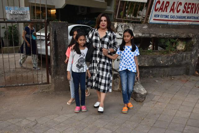 Farah Khan with her two daughters. (Varinder Chawla) Farah Khan with her two daughters. (Varinder Chawla)