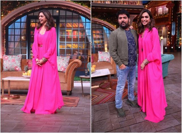 Deepika Padukone poses with Kapil Sharma on his show. Deepika Padukone poses with Kapil Sharma on his show.