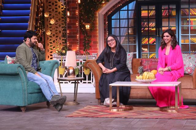 Kapil Sharma in coversation with Meghna Gulzar and Deepika Padukone. Kapil Sharma in coversation with Meghna Gulzar and Deepika Padukone.