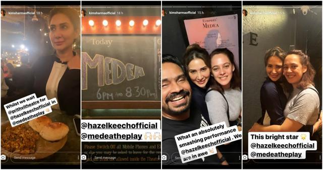 Kim Sharma watched Euripedes’ Medea, starring Hazel Keech in the lead role, on Wednesday night