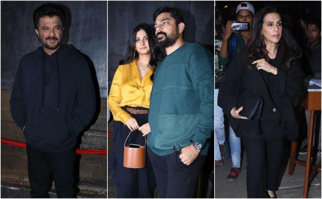 Anil Kapoor, Sunita Kapoor and Rhea Kapoor with boyfriend Karan Boolani at the five-year celebration of Bhaane. (Varinder Chawla)