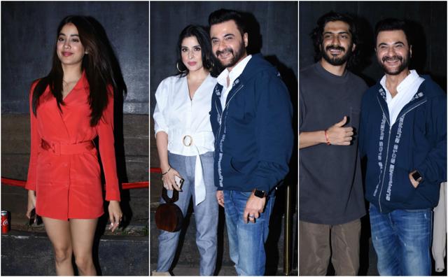 Janhvi Kapoor, Sanjay Kapoor with wife Maheep Kapoor, and Harsh Varrdhan Kapoor at the five-year celebration of Bhaane. (Varinder Chawla)