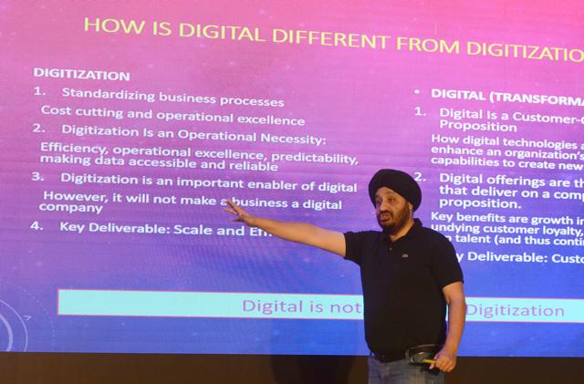 Jaspreet Bindra speaks during SEAP Pune connect event on Saturday. (Shankar Narayan/HT PHOTO)