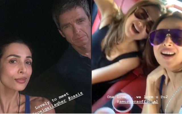Malaika Arora with Noel Gallagher and with sister Amrita Arora.