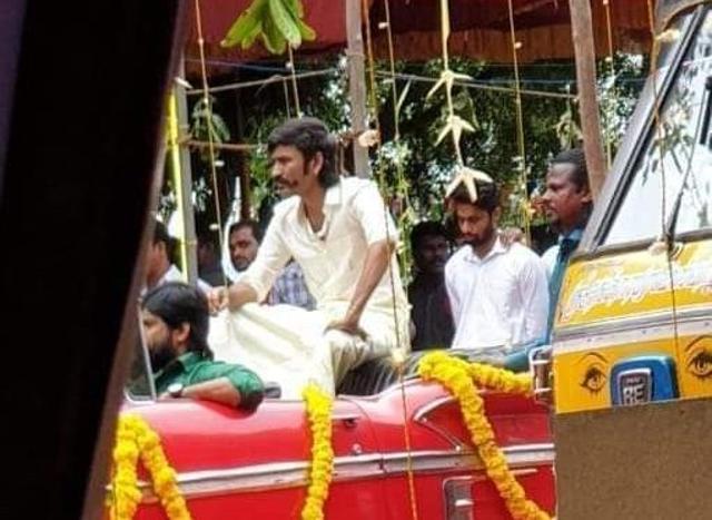 Dhanush was spotted with a handlebar moustache. Dhanush was spotted with a handlebar moustache.