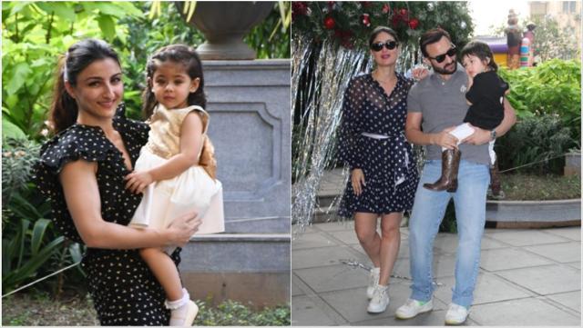 Soha Ali Khan with her daughter Inaaya and Saif and Kareena with their son Taimur.