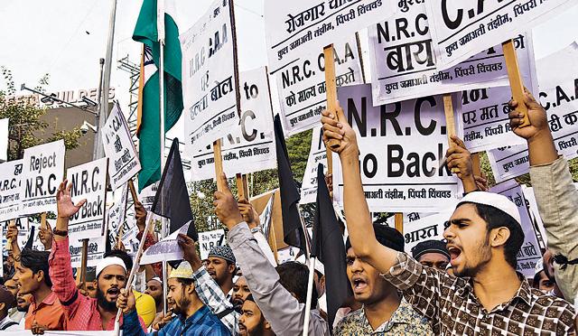 Protest against National Register of Citizens and Citizenship Amendment Act held in Pimpri on Friday. (HT/PHOTO)
