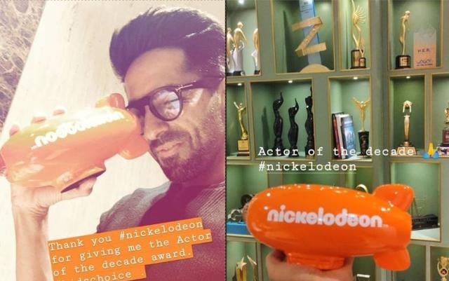 Ayushmann Khurrana shows off his many trophies.