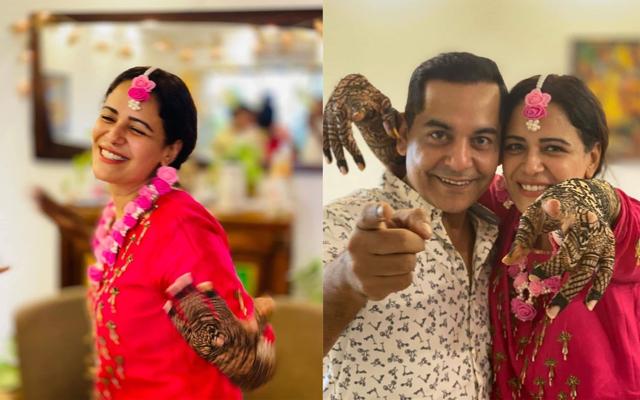 Mona Singh during her mehendi ceremony. Mona Singh during her mehendi ceremony.