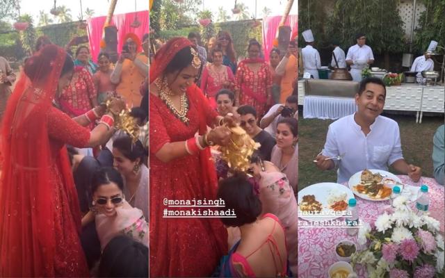 Mona Singh during the kaleera ceremony and Gaurav Gera savours some delicacies. Mona Singh during the kaleera ceremony and Gaurav Gera savours some delicacies.