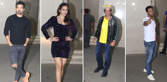 Saqib Saleem, Waluscha De Sousa ,Sunil Grover and Randeep Hooda at the party. Saqib Saleem, Waluscha De Sousa ,Sunil Grover and Randeep Hooda at the party.