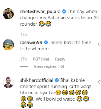 Comments on Cheteshwar Pujara’s video. (Cheteshwar Pujar/ Instagram) Comments on Cheteshwar Pujara’s video. (Cheteshwar Pujar/ Instagram)