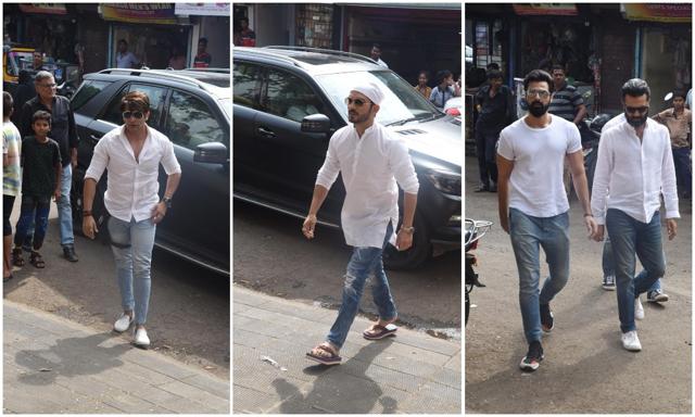 Karenvir Bohra, Arjun Bijlani and Shabir Ahluwalia at the funeral. Karenvir Bohra, Arjun Bijlani and Shabir Ahluwalia at the funeral.