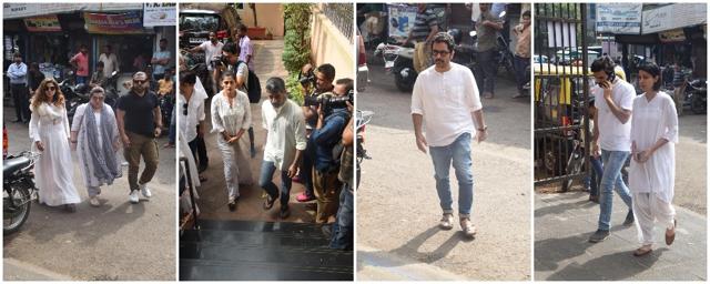 Irani family including Tanaaz, Delnaaz and Bakhtiyaar, Sushant Singh, Golmaal actor Vrajesh Hirjee and TV actor Karan V Singh with his wife at the funeral. Irani family including Tanaaz, Delnaaz and Bakhtiyaar, Sushant Singh, Golmaal actor Vrajesh Hirjee and TV actor Karan V Singh with his wife at the funeral.