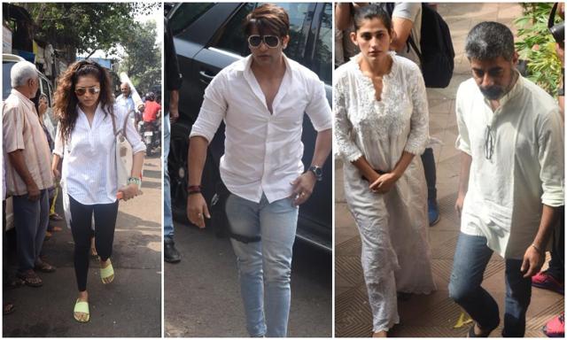 Drashti Dhami, Karanvir Bohra, Sushant Singh and Sacred Games star KubbraSait at the funeral. Drashti Dhami, Karanvir Bohra, Sushant Singh and Sacred Games star KubbraSait at the funeral.