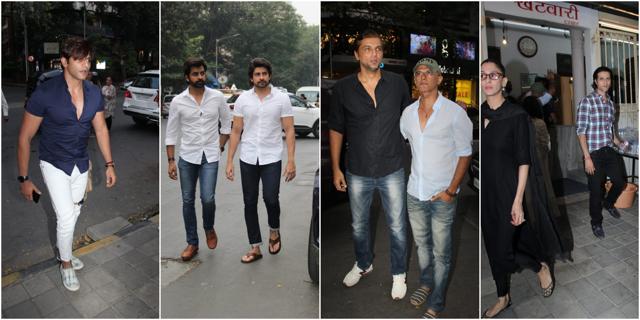 Karanvir Bohra, Hussain Kuwajerwala, Manish Goel, Chetan Hansraj, Apurva Agnihotri and Shilpa Saklani at Kushal Punjabi’s prayer meet. (Varinder Chawla) Karanvir Bohra, Hussain Kuwajerwala, Manish Goel, Chetan Hansraj, Apurva Agnihotri and Shilpa Saklani at Kushal Punjabi’s prayer meet. (Varinder Chawla)