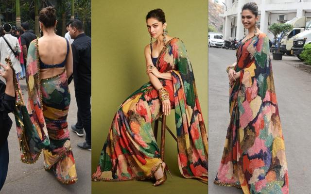 Deepika Padukone in a sari during Chhapaak promotions. Deepika Padukone in a sari during Chhapaak promotions.