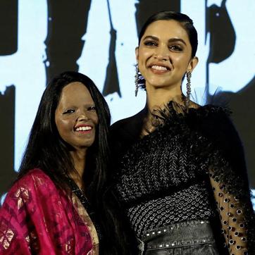 Deepika Padukone along with acid survivor Laxmi Agarwal during the title song launch of Chhapaak in Mumbai on Friday. (ANI) Deepika Padukone along with acid survivor Laxmi Agarwal during the title song launch of Chhapaak in Mumbai on Friday. (ANI)