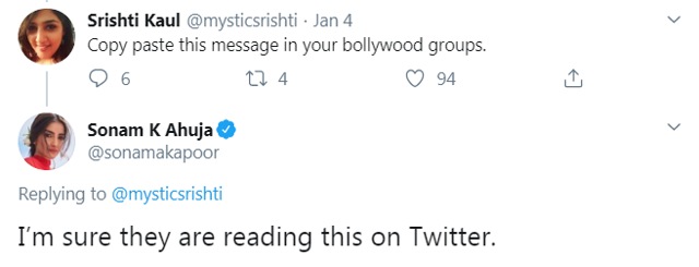 Sonam Kapoor on Twitter