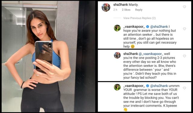 Vaani Kapoor lashed out at a troll who called her “manly” Vaani Kapoor lashed out at a troll who called her “manly”