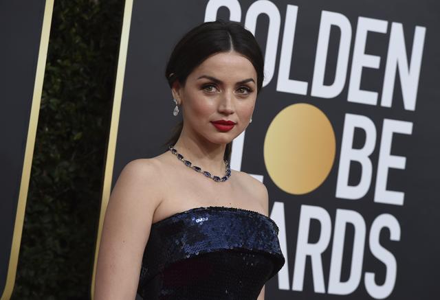 Ana de Armas arrives at the 77th annual Golden Globe Awards. (Jordan Strauss/Invision/AP)