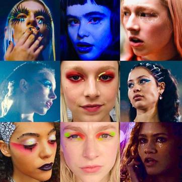 From glitter to rhinestones, makeup is crazy and fun in Euphoria. (Instagram/ donni.davy) From glitter to rhinestones, makeup is crazy and fun in Euphoria. (Instagram/ donni.davy)
