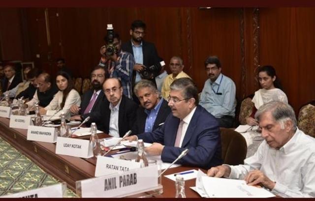 Business leaders at a meeting with CM Uddhav Thackeray (not seen in pic). Business leaders at a meeting with CM Uddhav Thackeray (not seen in pic).