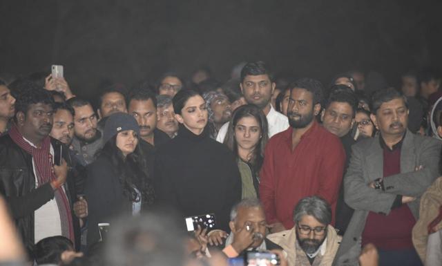 Deepika Padukone at JNU on Tuesday evening. Deepika Padukone at JNU on Tuesday evening.