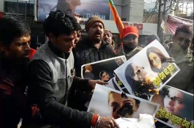 People stage a demonstration against Deepika Padukone starrer Chhapaak in Patna on Jan 11, 2020. (IANS) People stage a demonstration against Deepika Padukone starrer Chhapaak in Patna on Jan 11, 2020. (IANS)