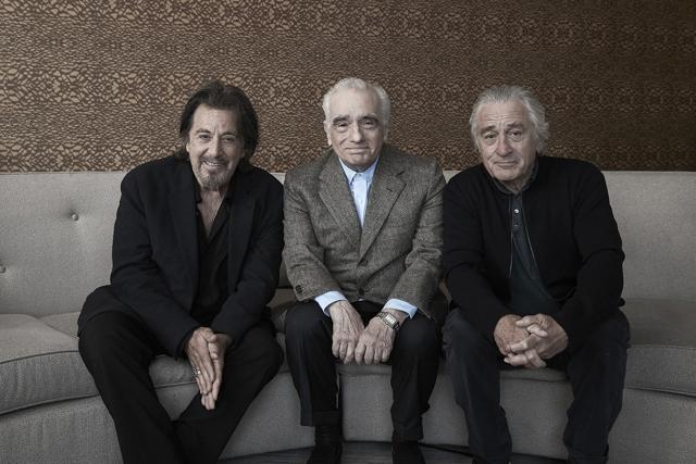 This Sept. 30, 2019 photo shows actor Al Pacino, from left, director Martin Scorsese, and actor Robert De Niro posing for a portrait to promote their upcoming film The Irishman in New York. (Victoria Will/Invision/AP) This Sept. 30, 2019 photo shows actor Al Pacino, from left, director Martin Scorsese, and actor Robert De Niro posing for a portrait to promote their upcoming film The Irishman in New York. (Victoria Will/Invision/AP)