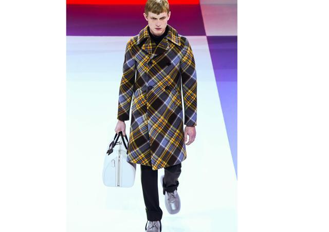 A model in a Prada ensemble. A model in a Prada ensemble.
