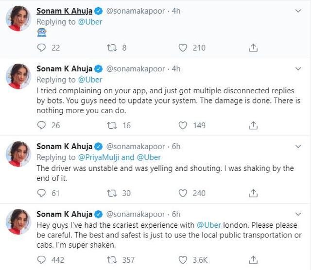 Sonam narrated her experience on Twitter.