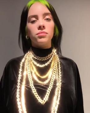 The 90s’ had hip hop idols such as Tupac sporting big gold chain link necklaces. (Instagram/ billieilish) The 90s’ had hip hop idols such as Tupac sporting big gold chain link necklaces. (Instagram/ billieilish)