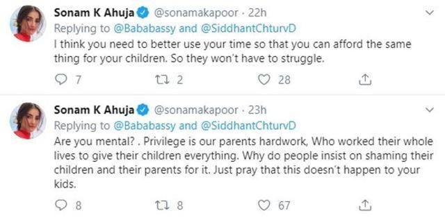 Sonam takes on a troll.