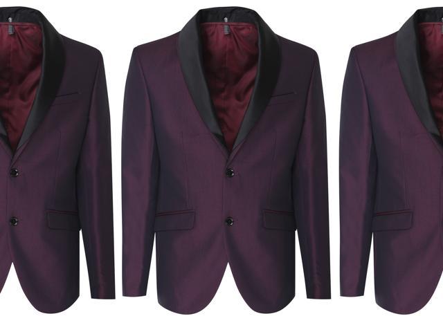Jewel tones look good on dinner jackets or festive wear. Jacket: Blackberrys