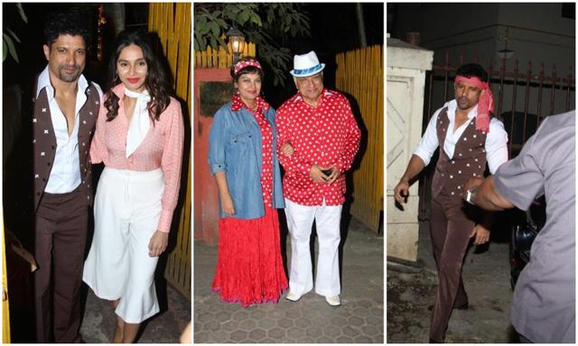 Farhan Akhtar, Shibani Dandekar, Shabana Azmi and Javed Akhtar at the party. (Varinder Chawla)