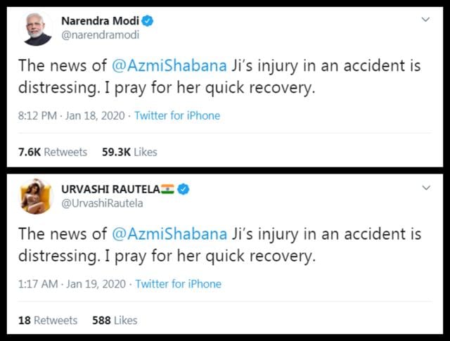 Urvashi Rautela’s tweet is an exact copy of PM Narendra Modi’s tweet.