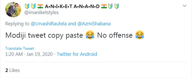 Several Twitter users called Urvashi Rautela out for plagiarising PM Narendra Modi’s tweet.