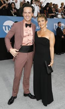 Andrew Scott and SAG-AFTRA president Gabrielle Carteris. (REUTERS) Andrew Scott and SAG-AFTRA president Gabrielle Carteris. (REUTERS)