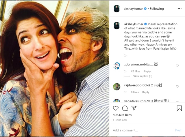 Akshay Kumar’s wedding anniversary wish for Twinkle Khanna.