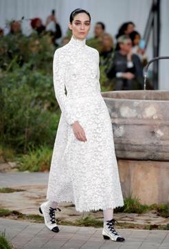 A model presents a creation by designer Virginie Viard as part of her Haute Couture Spring/Summer 2020 collection show. (REUTERS) A model presents a creation by designer Virginie Viard as part of her Haute Couture Spring/Summer 2020 collection show. (REUTERS)